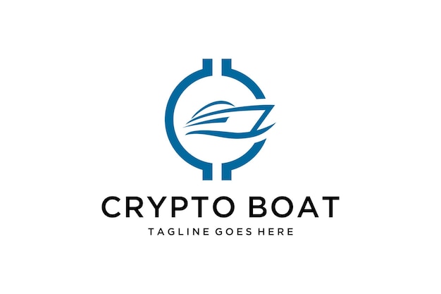 illustration of a boat in an abstract crypto currency online payment instrument logo design