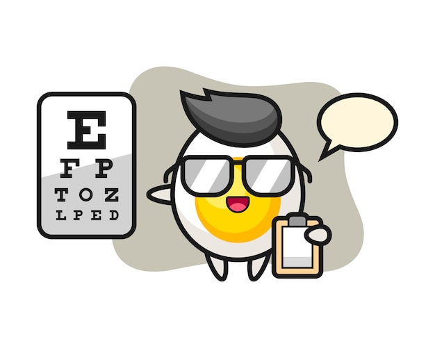 Illustration of boiled egg mascot as a ophthalmology