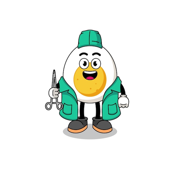 Illustration of boiled egg mascot as a surgeon character design