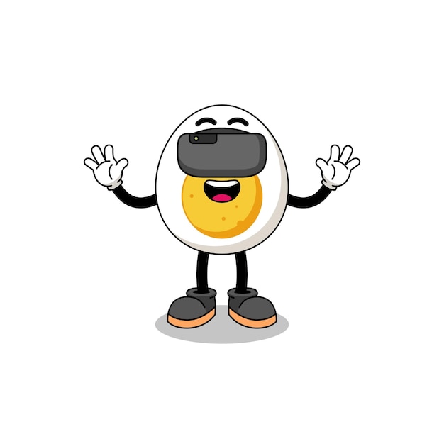 Illustration of boiled egg with a vr headset character design