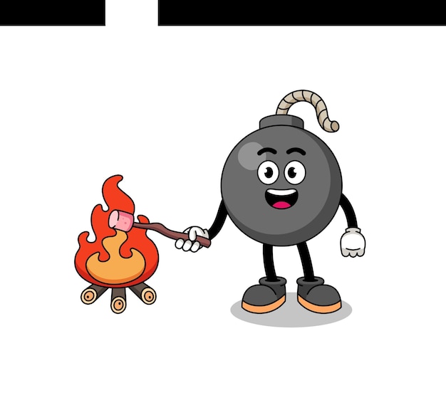 Illustration of bomb burning a marshmallow character design