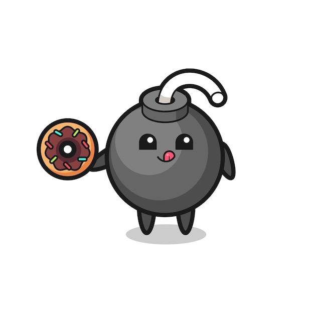 Illustrazione di un personaggio bomba che mangia una ciambella
