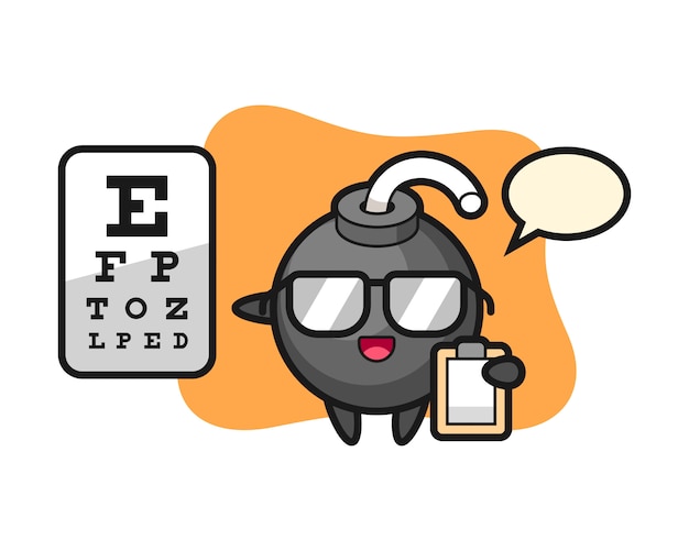 Illustration of bomb mascot as a ophthalmology