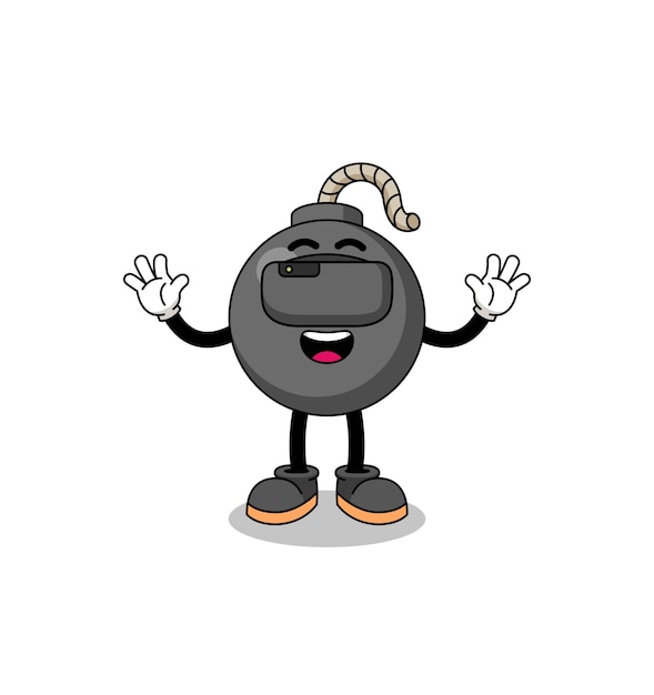 Illustration of bomb with a vr headset character design