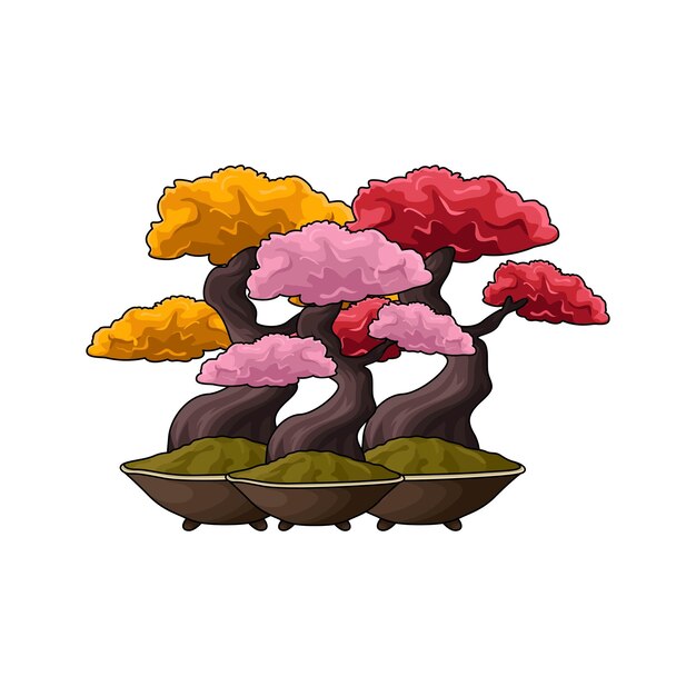 Vettore illustrazione dei bonsai