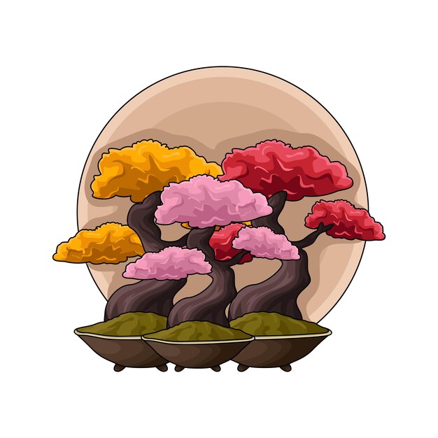 Vettore illustrazione dei bonsai