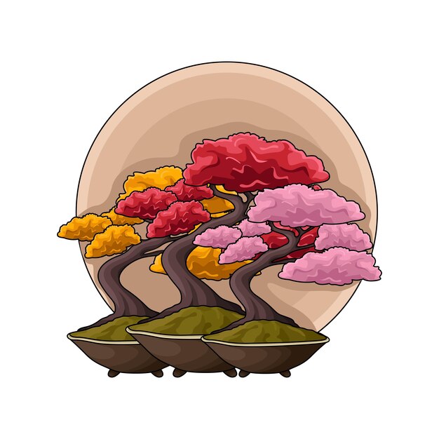 Vettore illustrazione dei bonsai