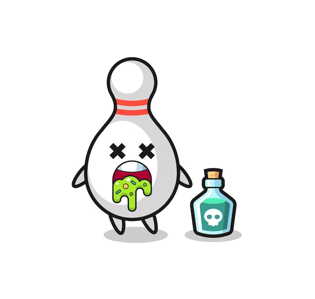 Illustration of an bowling pin character vomiting due to poisoning