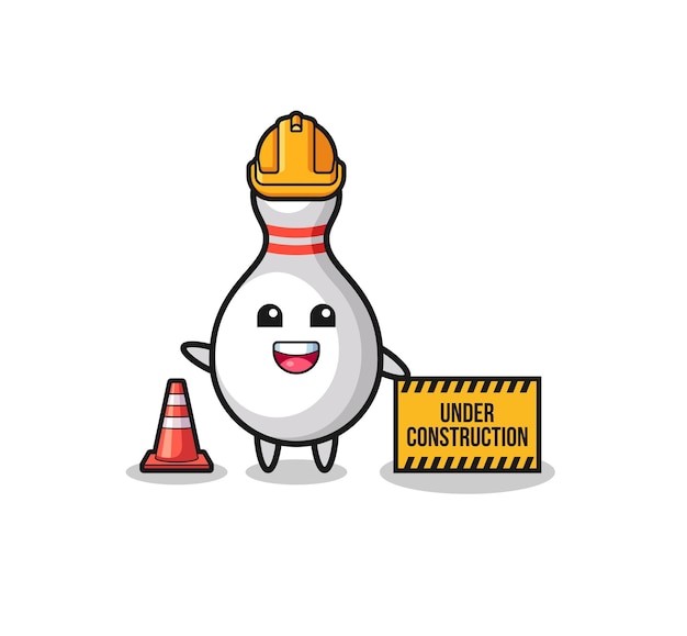 Illustration of bowling pin with under construction banner