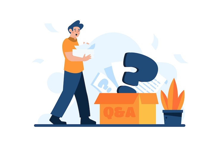 Vector illustration of a box containing question and answer papers