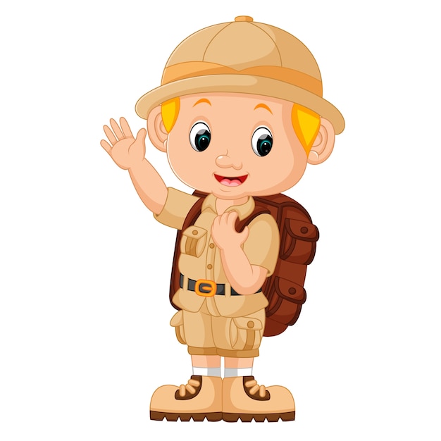 Vector illustration of boy camping