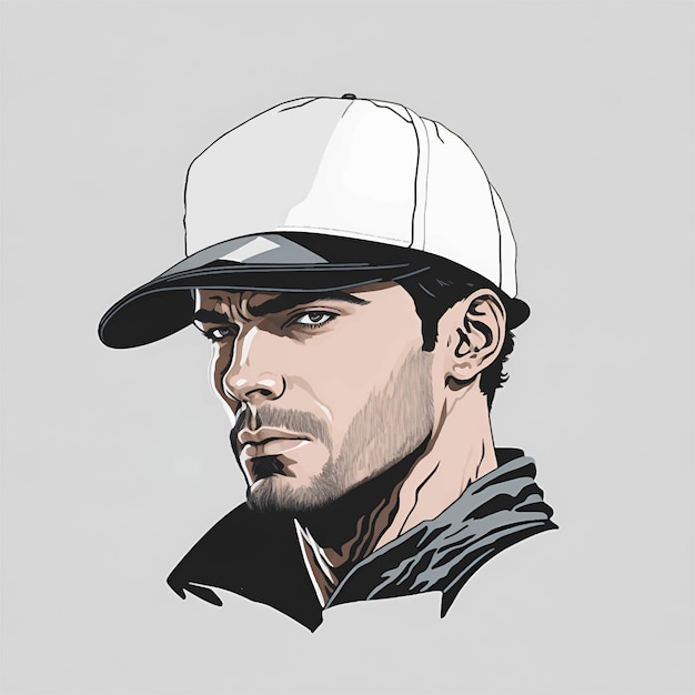 Illustration of boy in cap head avatar vector