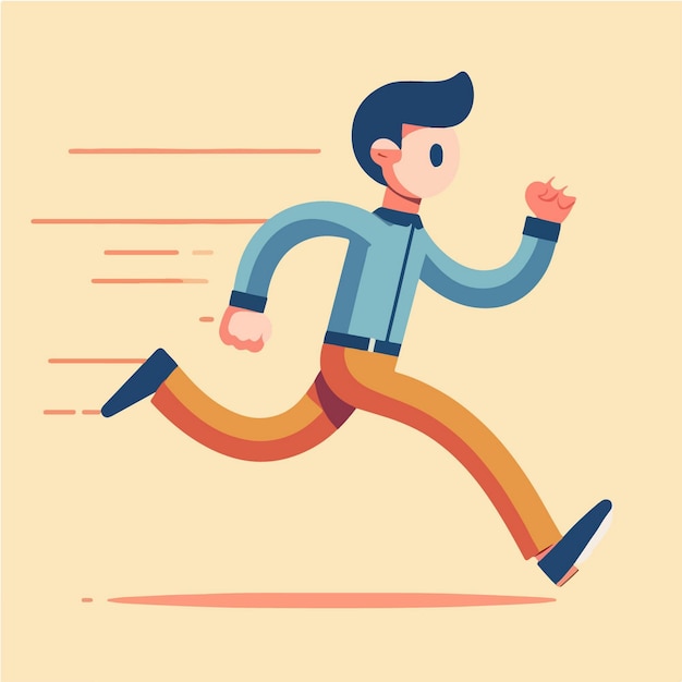 Vector illustration of a boy character running simple and minimal vector flat design