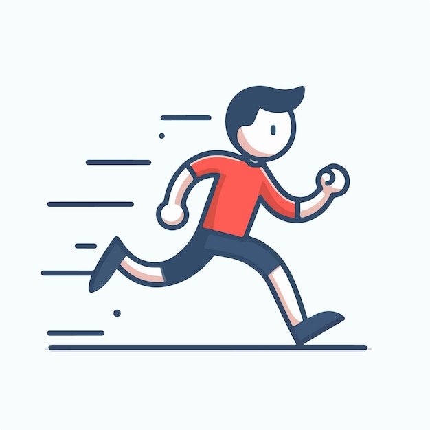 Vector illustration of a boy character running simple and minimal vector flat design