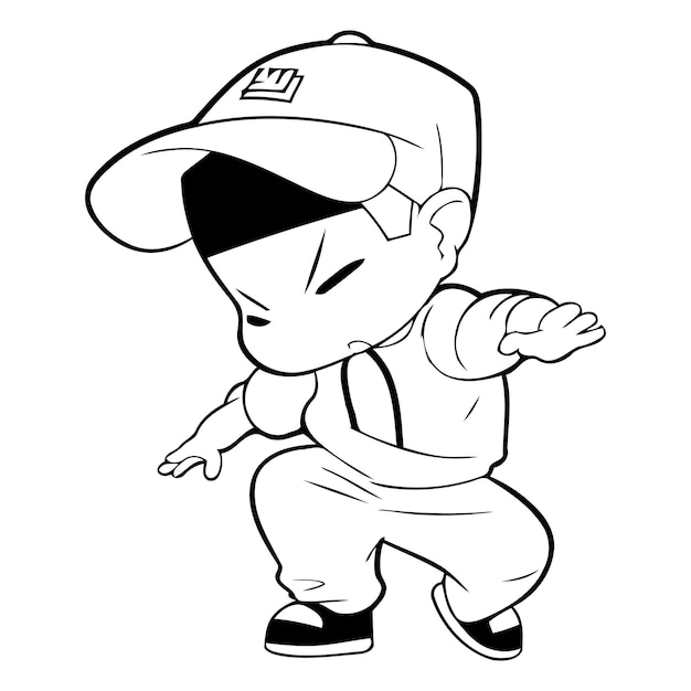 Vector illustration of a boy doing kung fu in a cap