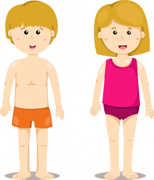 Illustration of boy and girl standing