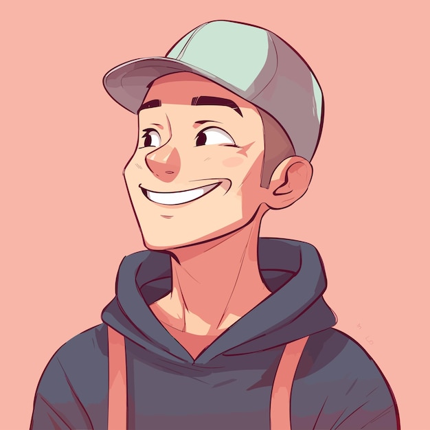 Illustration of a boy with a cap looking smiling