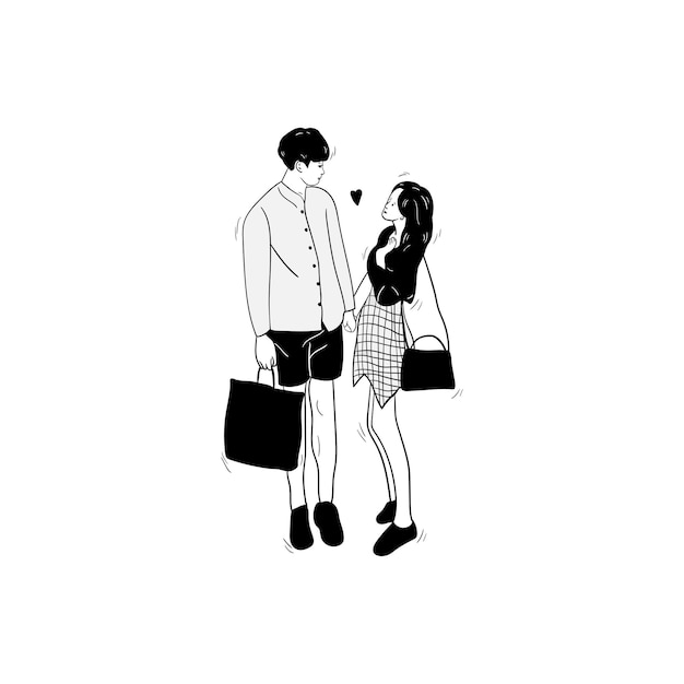 Illustration of boyfriend couple in love valentine day