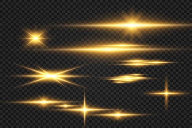 Illustration of bright beautiful light effectsSet of sparkling stars