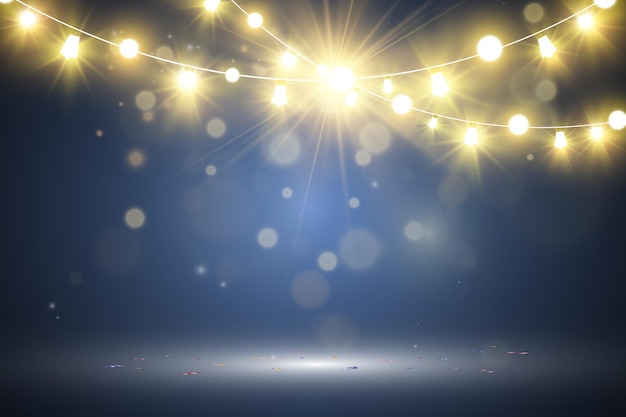 Vector illustration of bright beautiful light effectsset of sparkling stars