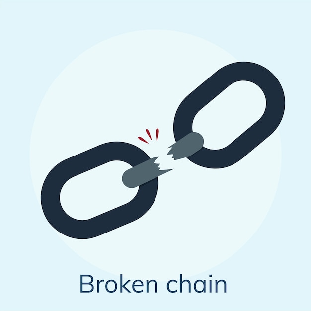 Vector illustration of a broken chain