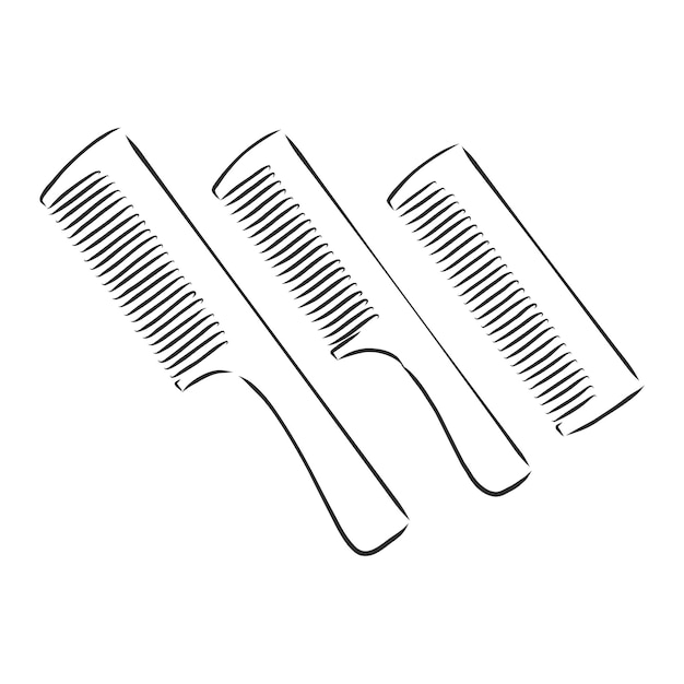 Illustration of brush on white, brush hair, vector sketch illustration