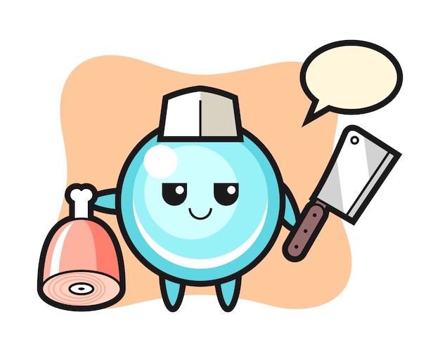 Illustration of bubble character as a butcher, cute style design  