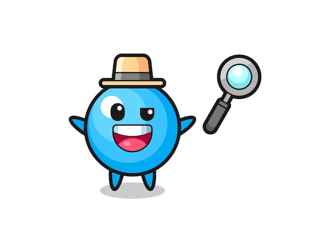 Illustration of the bubble gum mascot as a detective who manages to solve a case