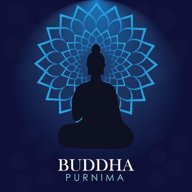 illustration for Buddha Purnima or Vesak Day with nice and creative design with blue background.