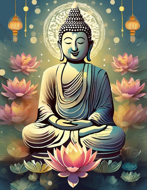 illustration for buddha purnima or vesak day