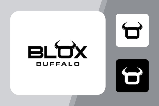 BLOX 기호라는 단어의 문자 O에 포함된 버팔로 송곳니 기호의 그림