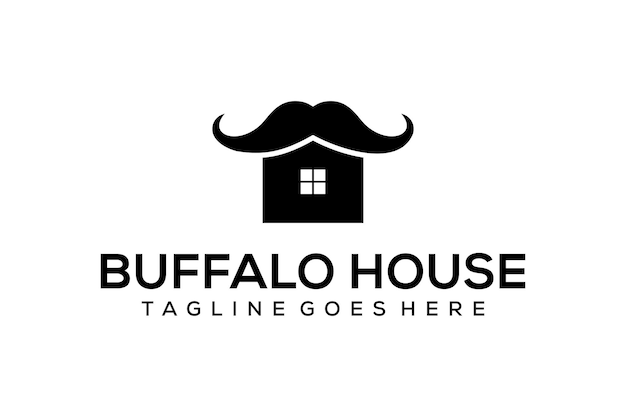 Illustration buffalo horn as a sturdy roof for a real estate company