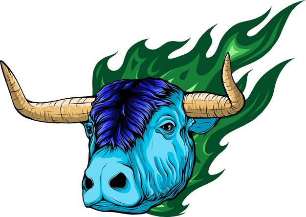 illustration of Bull head in flame