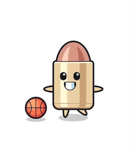 Illustration of bullet cartoon is playing basketball