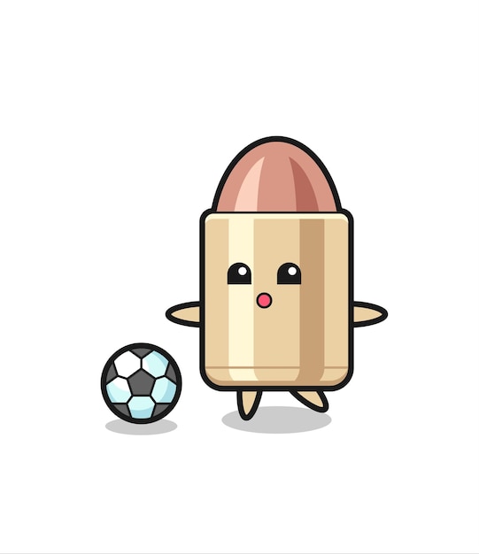 Illustration of bullet cartoon is playing soccer