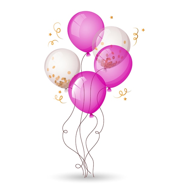 Vector illustration of a bunch of balloons illustration of balloons pink crimson and white balloons