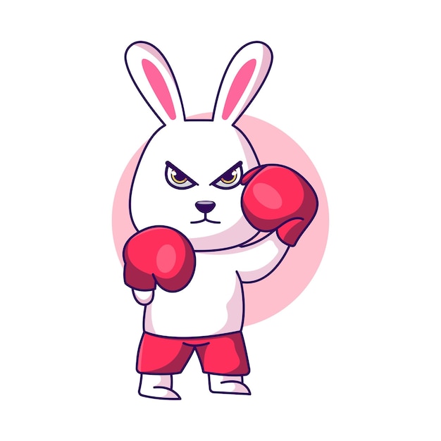 Illustration of bunny boxer mascot icon