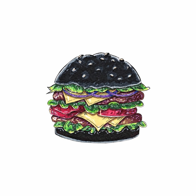 ハンバーガーフードのイラスト