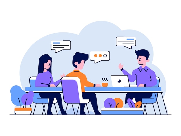 illustration business and finance team discussion of meeting