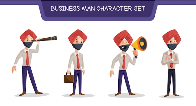 Vector illustration of business man character set