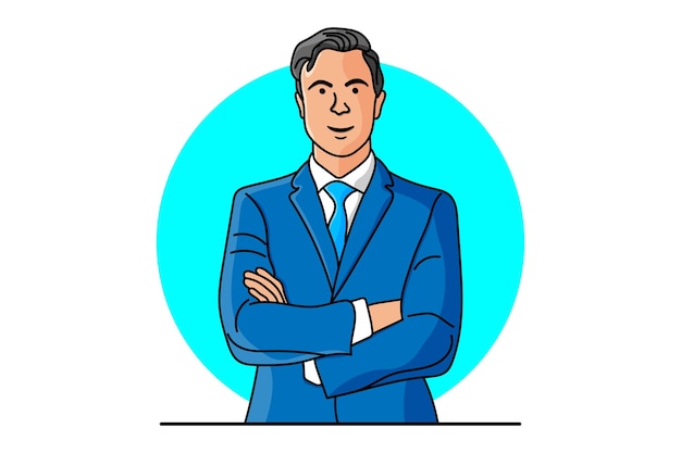 illustration of a business man modern cartoon vector flat character white background