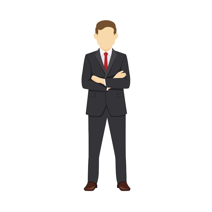 Vector illustration of business man with arms crossed flat design vector illustration