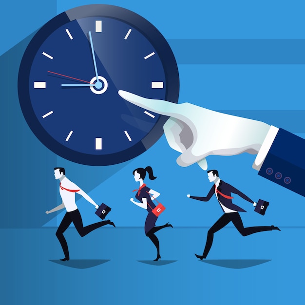 Illustration of business people catching up the time