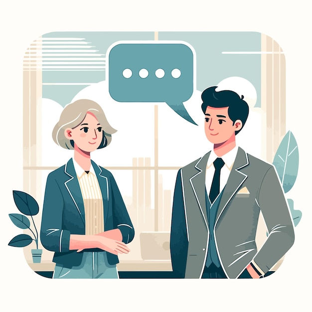 会話に携わっているビジネスマンたちのイラスト