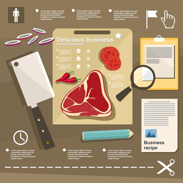 Vettore vettoriali business ricetta elementi di business infografica in un design piatto