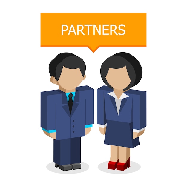 Иллюстрация, бизнесмен и деловая женщина-партнеры, формат eps 10