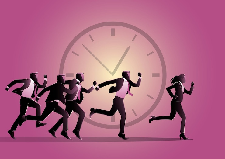 Vector an illustration of businessman and businesswoman running. business concept vector