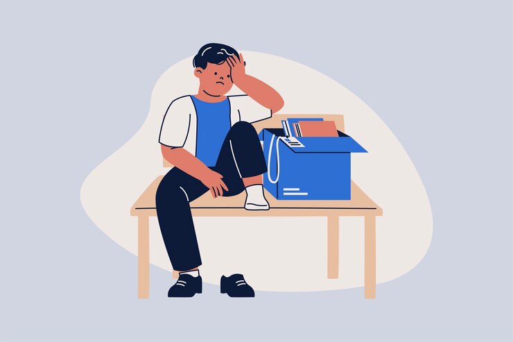 Vector illustration of businessman character the life of unemployed