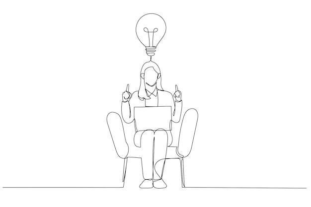 Illustration of businessman having creative idea gesturing eureka with both hands Single line art style