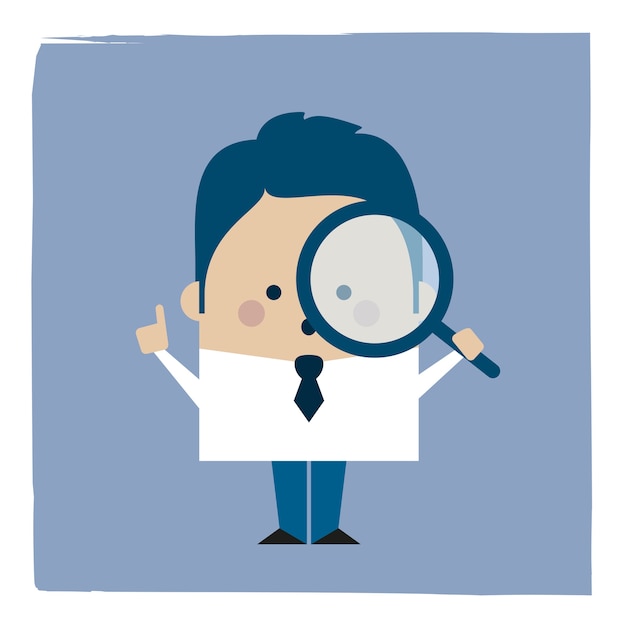 illustration of a businessman holding a magnifying glass